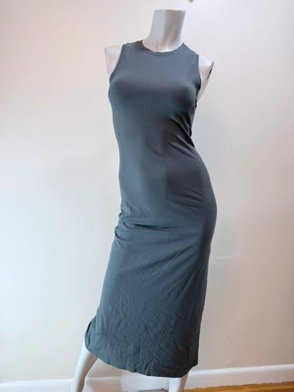 Lululemon All Aligned Ribbed Midi Dress SZ 4 Oil Grey